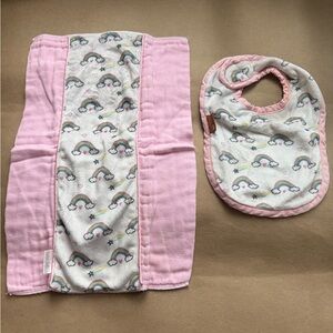 Baby Jar Pink Rainbow Bib and Burp Cloth Set